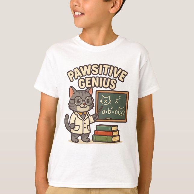 T-shirt Pawsitive Genius - Professeur Cat (Devant)