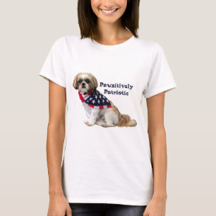 T-shirt Pawsitively Shih patriote Tzu Lhasa Apso