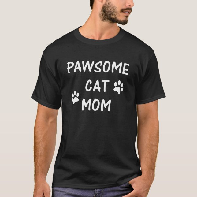 T-shirt Pawsome Chat Maman - Pawprint amusant (Devant)