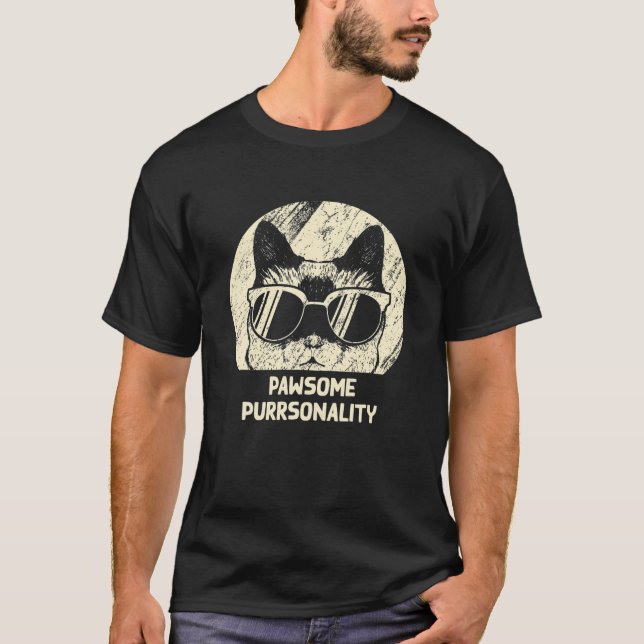 T-shirt Pawsome Pursonalité Belle Chat Maman Cute Chat Da (Devant)