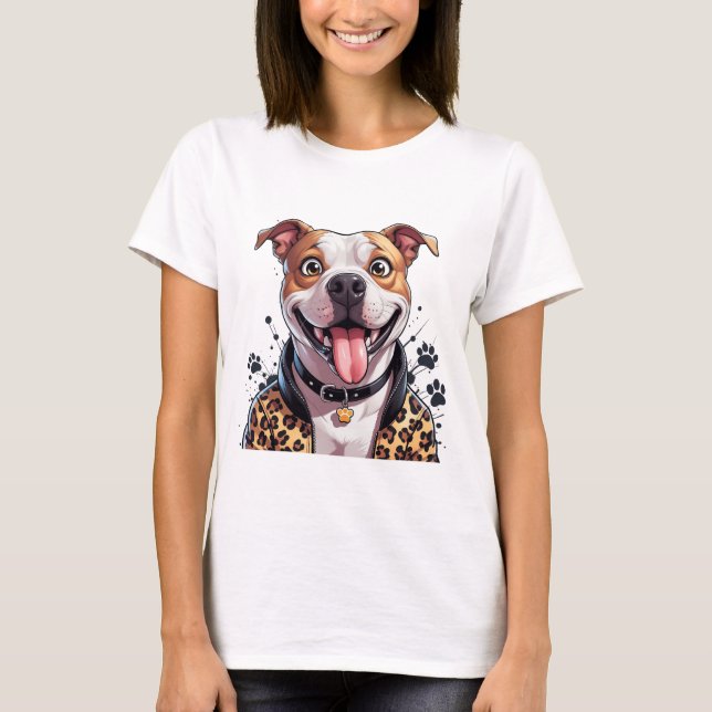 T-shirt Pawsy the Pitty : élégant et souriant (Devant)