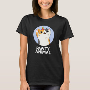 T-shirt Pawty Animal Funny Party Chat Pun Dark BG