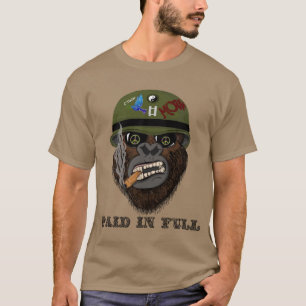 T-shirt Payé en entier. Drôle gorille avec cigare et casqu