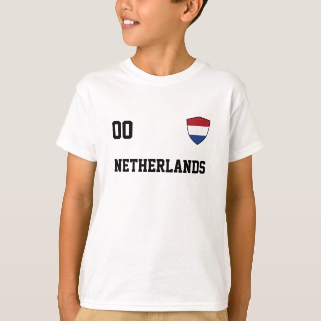 T-shirt Pays-Bas Custom Nom Et Numéro Football Jersey (Devant)