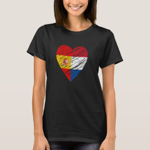 T-shirt Pays-Bas Espagne Coeur Espagnol Drapeau Néerlandai