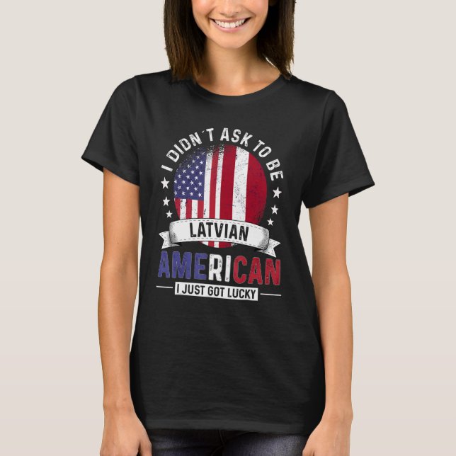 T-shirt Pays d'Amérique lettonne Drapeaux Pays de Fierté L (Devant)