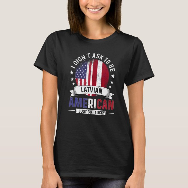 T-shirt Pays d'Amérique lettonne Drapeaux Pays de Fierté L (Devant)