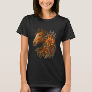 T-shirt Pays de cheval sauvage floral Cheval à cheval Cava