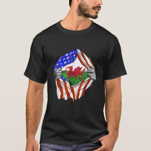 T-shirt Pays de Galles Amérique USA Chest Welsh Dragon Wel