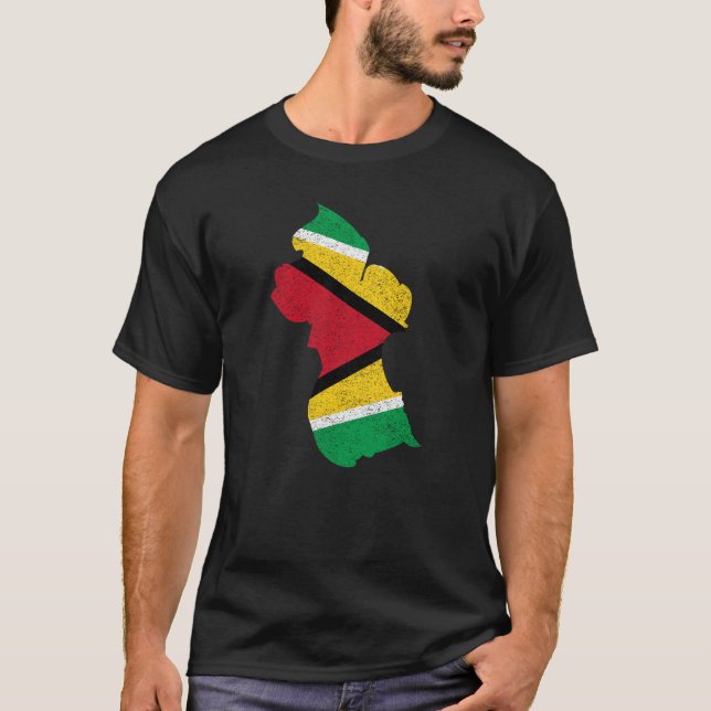 T-shirt Pays de la Guyane avec le drapeau guyanais (Devant)
