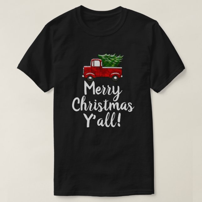T-shirt Pays drôle rouge de Yall de Joyeux Noël d'arbre de (Design devant)