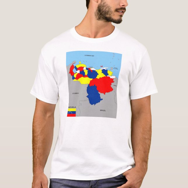 T-shirt pays du venezuela carte noire drapeau (Devant)