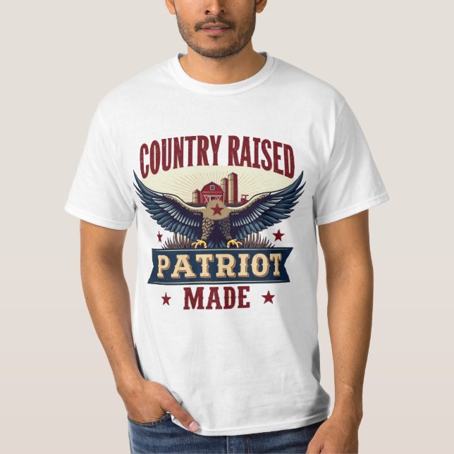 T-shirt Pays élevé Patriot Fabriqué Aigle avec la grange e (Devant)