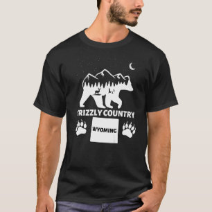 T-shirt Pays Grizzly Wyoming Grizzly Ours avec Cerf et