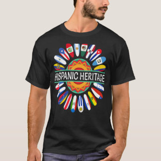 T-shirt Pays hispaniques Drapeaux Tournesol Hérita hispani