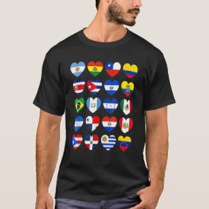 T-shirt Pays Latine Drapeau Coeur Chemise Hispanique Hérit