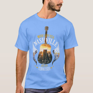 T-shirt Pays Nashville Rétro Guitare Petite famille ami