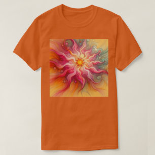 T-shirt Paysage abstrait de rayons de soleil roses