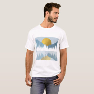 T-shirt Paysage Abstrait Soleil d'hiver d'or