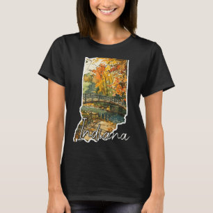 T-shirt paysage artistique à l'aquarelle de l'automne dans