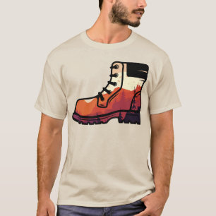 T-shirt Paysage de chaussure Randonnée rétro - Coucher de
