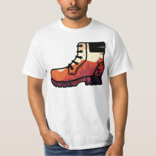 T-shirt Paysage de chaussure Randonnée rétro - Coucher de 