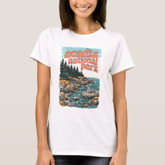 T-shirt Paysage de la côte mignonne du parc national d'Aca