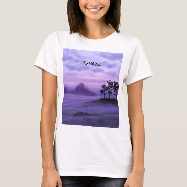 T-shirt Paysage d'Imaginaire Mug en latte violet (Devant)