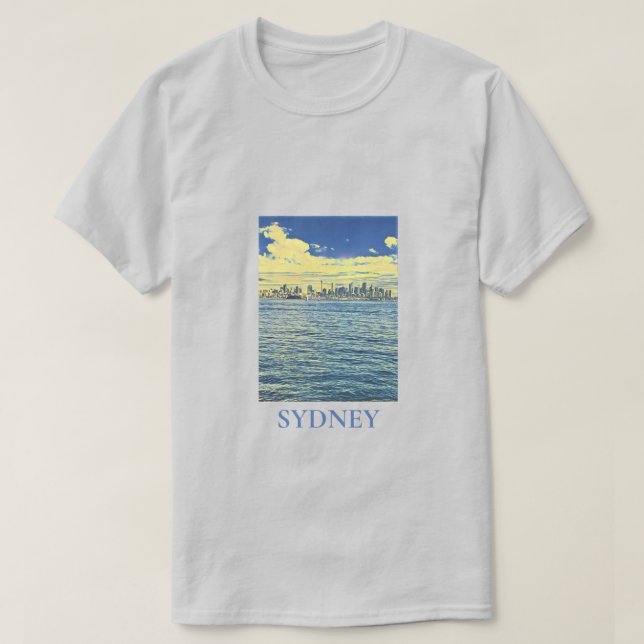 T-shirt Paysage du port de Sydney art de voyage (Design devant)