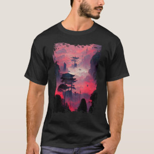 T-shirt Paysage japonais Vaporwave Mountain Nature 1