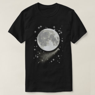 T-shirt Paysage lunaire avec Pleine lune, étoiles et comèt