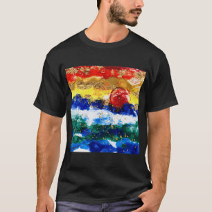 T-shirt Paysage marin arc-en-ciel Abstrait Rouge Or Couche