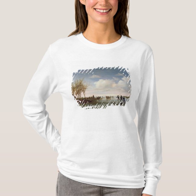 T-shirt Paysage néerlandais avec des patineurs (Devant)