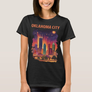 T-shirt Paysage néon d'Oklahoma City, voyage rétro