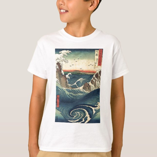 T-shirt paysage océanique japonaise Ukiyo-e grande vague (Devant)