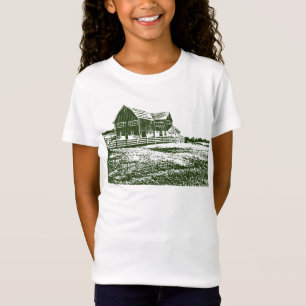 T-Shirt Paysage rural maison de ferme de style coupe