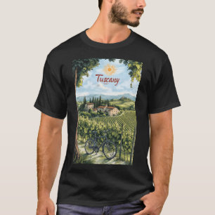 T-shirt Paysage toscan avec vignobles et un vélo