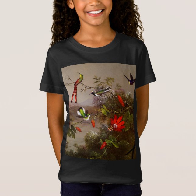 T-Shirt Paysage tropical avec dix colibris (Devant)