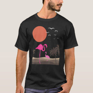 T-shirt Paysage tropical Flamants roses Oiseaux Desi minim