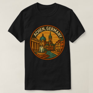 T-shirt Paysage urbain d'Aix-la-Chapelle Allemagne Art