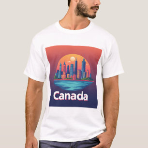 T-shirt Paysage urbain de la ville du Canada au coucher du