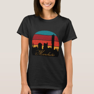 T-shirt Paysage urbain de Manchester City Rétro Synthwave 