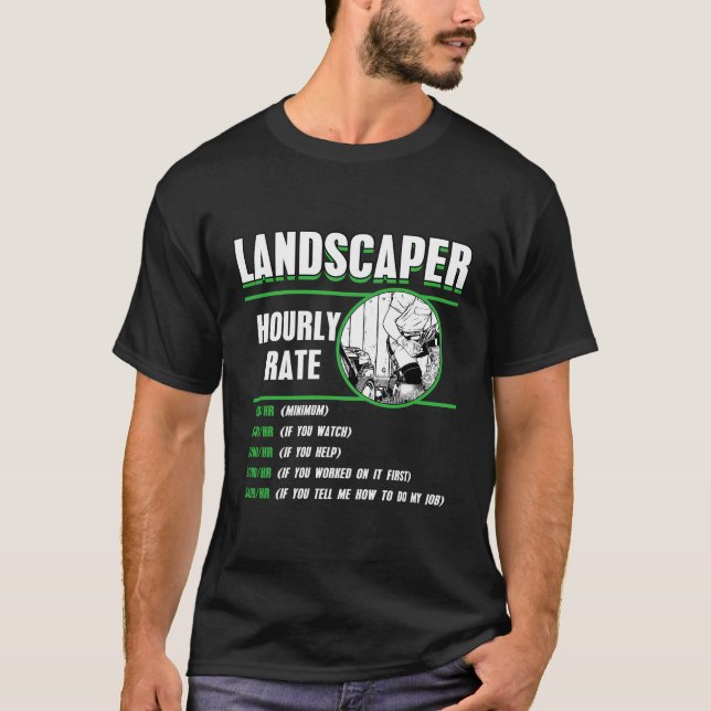 T-shirt Paysagère Horaire Paysage Jardin Pelouse Mow (Devant)