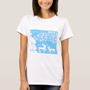 T-shirt Paysages naturels Saisons Hiver Feu de neige Cerf