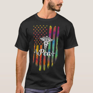 T-shirt PCA Caduceus American Flag USA Heartbeats Nurtbeat