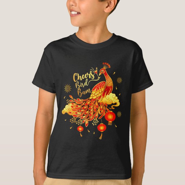 T-shirt Pea Mahjong Cheers Bird Bam Chinese Mah Jong Game  (Devant)