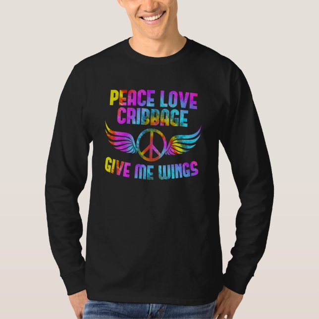 T-shirt Peace Card Game Cribbage Game Night Peace Love Cri (Devant)