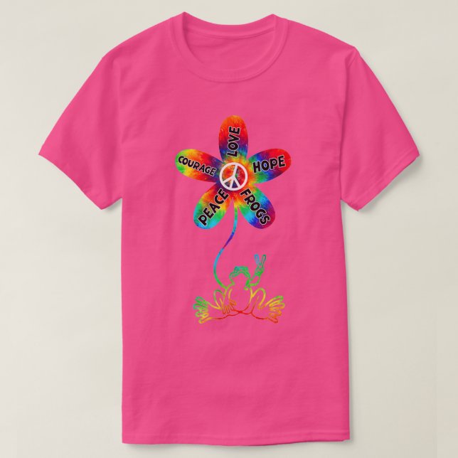 T-shirt Peace Courage Love Hope Frogs Hippie Cadeau (Design devant)