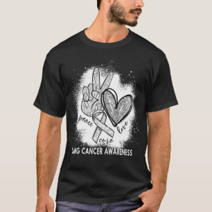 T-shirt Peace Cure Love Cancer du poumon Sensibilisation