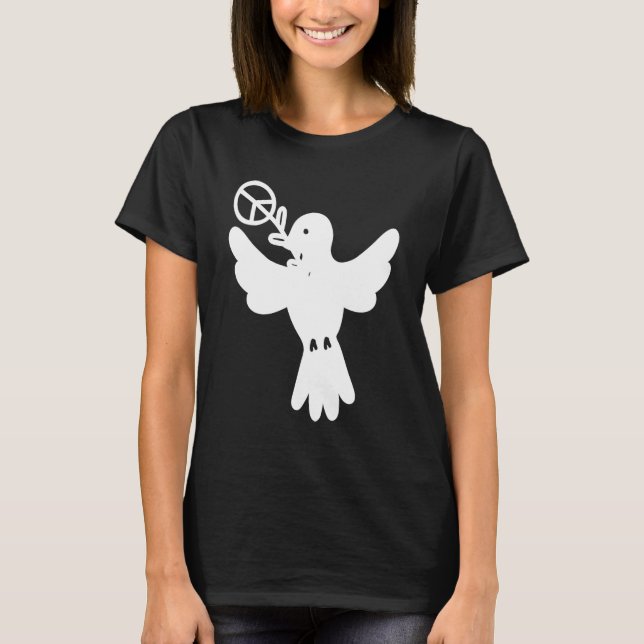 T-shirt Peace Dove Peace Sign White Dove Peace (Devant)